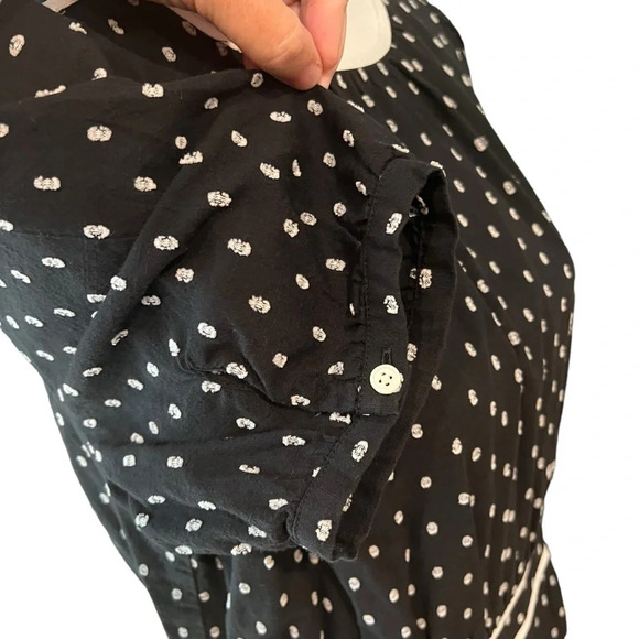 Loft Clip Dot Flounce Dress Blouson Sleeves Black Size 6 - Picture 13 of 16